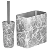 MDesign 2 Piece Plastic Bathroom Set, Bowl Brush And Trash Can - Stainless Steel -Camden Isle Sales Shop 6121275 Grey Marble