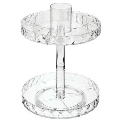 MDesign Spinning 2-Tier Makeup Storage Center Tray - 10.25" Round - Clear