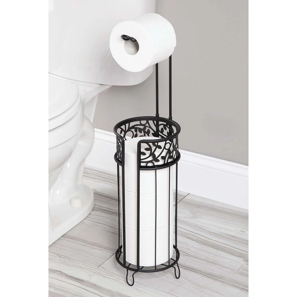 MDesign Steel Toilet Paper Roll Storage And Dispenser For Bathroom - Satin 4 MDesign Steel Toilet Paper Roll Storage And Dispenser For Bathroom - Satin - Image 2