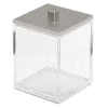 MDesign Small Square Storage Apothecary Canister For Bathroom - Clear/ Chrome -Camden Isle Sales Shop 6124442