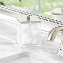 MDesign Small Square Storage Apothecary Canister For Bathroom - Clear/ Chrome 5 MDesign Small Square Storage Apothecary Canister For Bathroom - Clear/ Chrome -Camden Isle Sales Shop 6124442 ALT