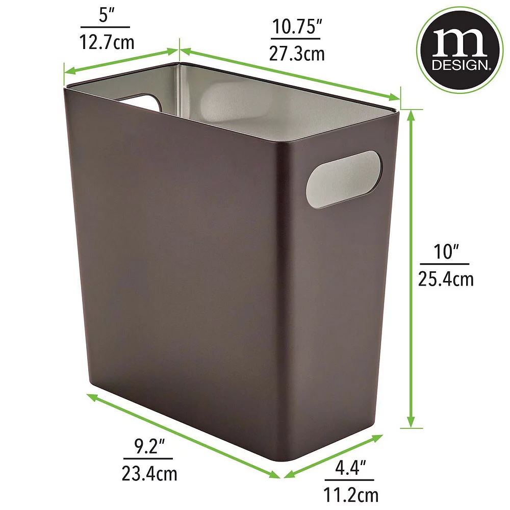 MDesign Steel 2.1 Gallon Rectangle Trash Can Waste Basket, Handles, Soft Brass 4 MDesign Steel 2.1 Gallon Rectangle Trash Can Waste Basket, Handles, Soft Brass - Image 2