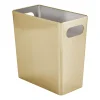 MDesign Steel 2.1 Gallon Rectangle Trash Can Waste Basket, Handles, Soft Brass