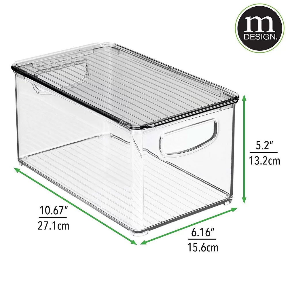 MDesign Deep Plastic Bathroom Storage Bin Box, Lid/Handles, 2 Pack, Clear/Pink 4 MDesign Deep Plastic Bathroom Storage Bin Box, Lid/Handles, 2 Pack, Clear/Pink - Image 2