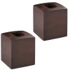 MDesign Square Wood Paper Facial Tissue Box Cover Holder, 2 Pack - Dark Brown