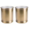 MDesign Metal Round Small Trash Can Wastebasket Garbage Bin, 2 Pack - Soft Brass -Camden Isle Sales Shop 6124458