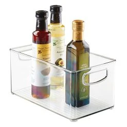 MDesign Plastic Bathroom Vanity Storage Organizer Bin Holder With Handles, Clear -Camden Isle Sales Shop 6124464 ALT