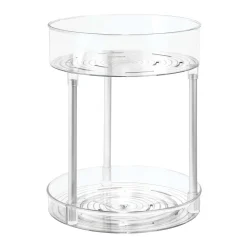 MDesign Bathroom Vanity 2-Tier Storage Turntable Lazy Susan - Black/Silver
