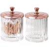 MDesign Fluted Vanity Storage Apothecary Canister Jar, 2 Pack - Clear/Rose Gold