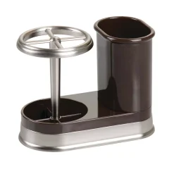 MDesign Bathroom Toothbrush/Toothpaste Dental Storage Organizer - White/Satin