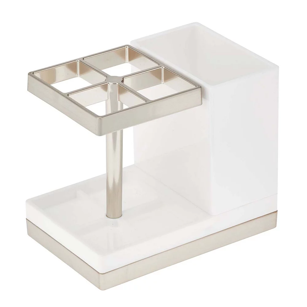 MDesign Plastic Toothbrush, Toothpaste Storage Organizer Holder - Clear/Black 3 MDesign Plastic Toothbrush, Toothpaste Storage Organizer Holder - Clear/Black