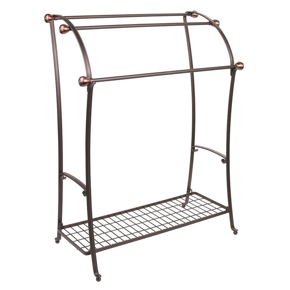 MDesign Large Metal Bathroom Towel Rack Holder & Storage Shelf, 3 Tiers - Bronze 3 MDesign Large Metal Bathroom Towel Rack Holder & Storage Shelf, 3 Tiers - Bronze