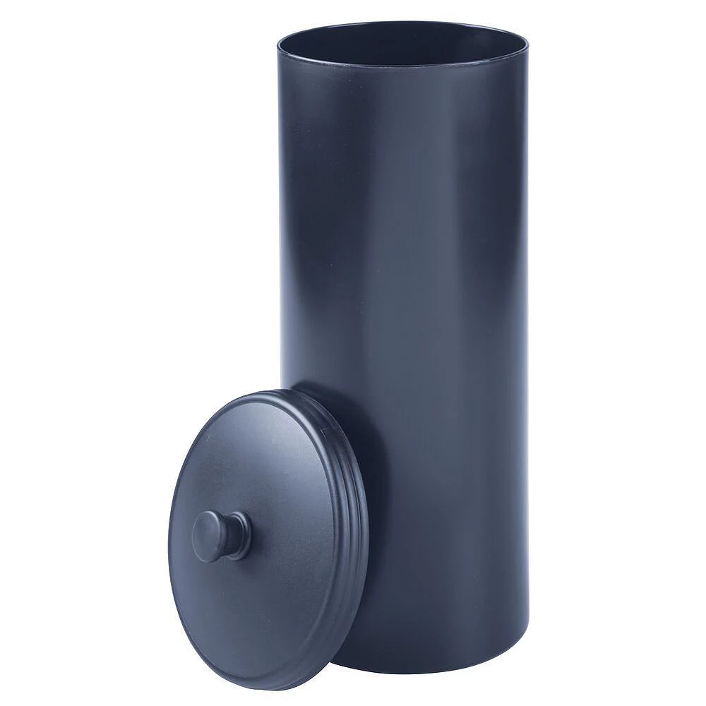 MDesign Plastic Toilet Paper 3-Roll Storage Organizer W/ Cover, 2 Pack , Black 4 MDesign Plastic Toilet Paper 3-Roll Storage Organizer W/ Cover, 2 Pack , Black - Image 2