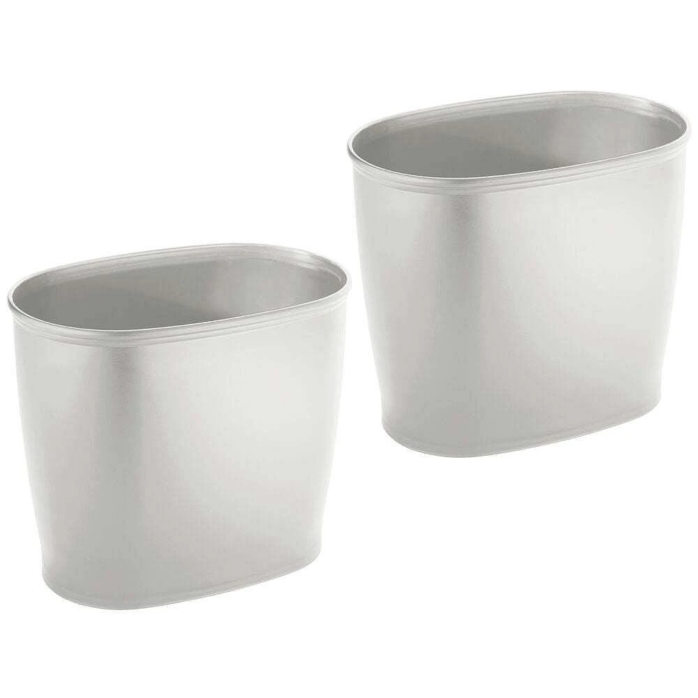 MDesign Plastic 2.25 Gallon Trash Garbage Wastebasket Can, 2 Pack, Light Gray 3 MDesign Plastic 2.25 Gallon Trash Garbage Wastebasket Can, 2 Pack, Light Gray
