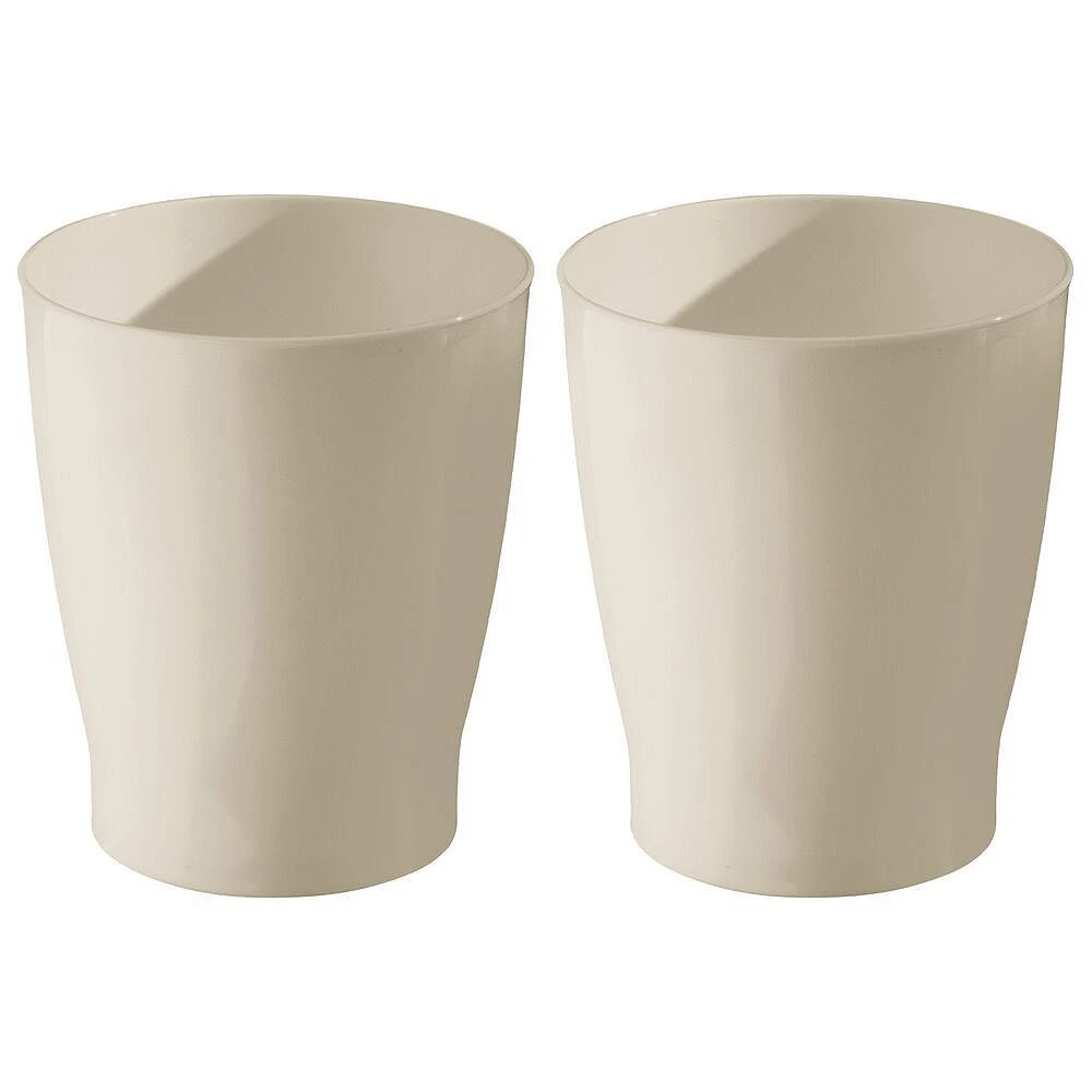 MDesign Small Round Bathroom 1.25 Gallon Trash Can Wastebasket, 2 Pack, White 4 MDesign Small Round Bathroom 1.25 Gallon Trash Can Wastebasket, 2 Pack, White - Image 2