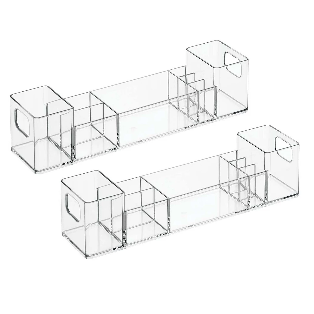 MDesign Plastic Divided Medicine Storage Organizer Bin - 2 Pack -Clear 3 MDesign Plastic Divided Medicine Storage Organizer Bin - 2 Pack -Clear