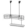 MDesign Metal Over Cabinet Door Hair Care/Styling Tool Storage Basket - Black