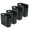 MDesign Plastic Small 1.5 Gallon/5.7 Liter Trash Can With Handles, 4 Pack, Black