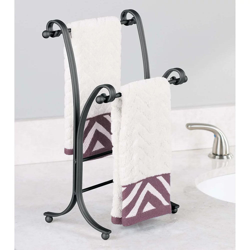 MDesign Fingertip Towel Holder For Bath Vanity Countertops - Matte Satin 4 MDesign Fingertip Towel Holder For Bath Vanity Countertops - Matte Satin - Image 2