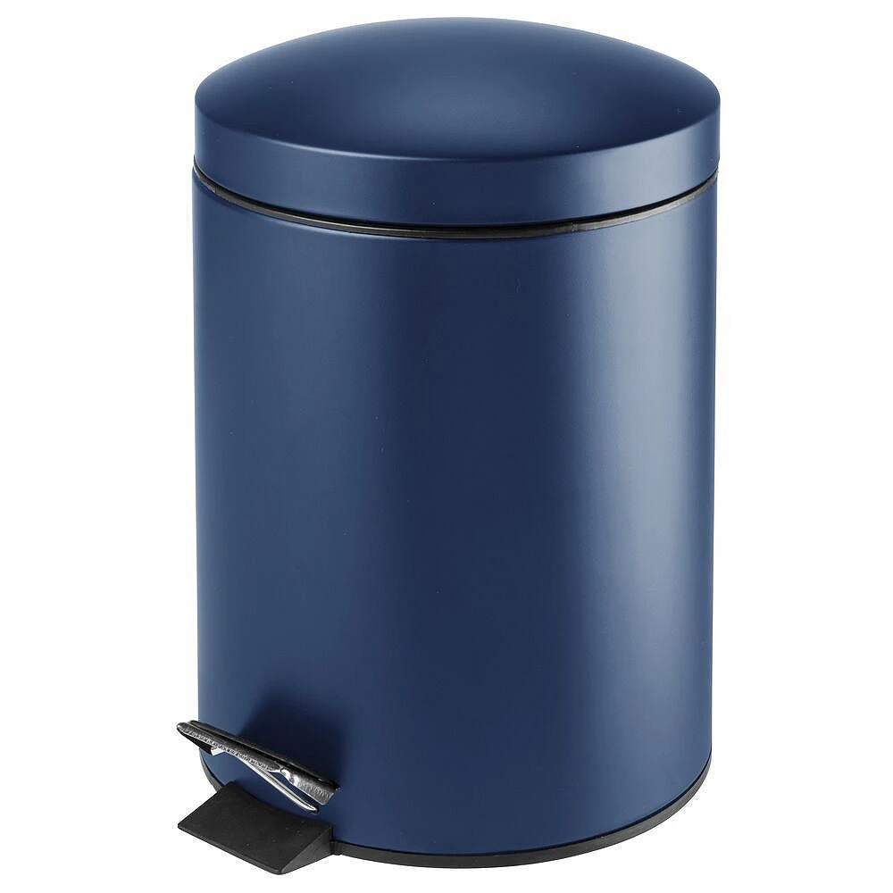 MDesign 1.3 Gallon Round Small Metal Step Trash Can, Liner Bucket, Navy Blue 3 MDesign 1.3 Gallon Round Small Metal Step Trash Can, Liner Bucket, Navy Blue