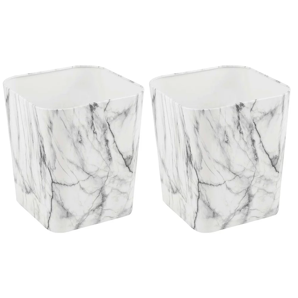 MDesign Small Metal 2.3 Gallon Trash Can, Square Wastebasket, 2 Pack, Soft Brass 3 MDesign Small Metal 2.3 Gallon Trash Can, Square Wastebasket, 2 Pack, Soft Brass