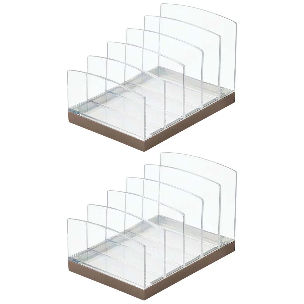 MDesign Plastic Makeup Organizer For Bathroom, 5 Sections, 2 Pack - Clear/Bronze 3 MDesign Plastic Makeup Organizer For Bathroom, 5 Sections, 2 Pack - Clear/Bronze