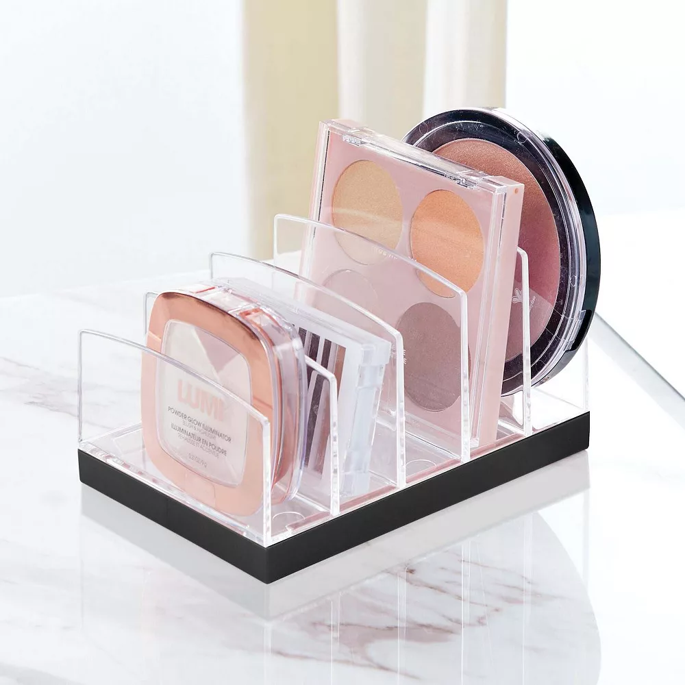 MDesign Plastic Makeup Organizer For Bathroom, 5 Sections, 2 Pack - Clear/Bronze 4 MDesign Plastic Makeup Organizer For Bathroom, 5 Sections, 2 Pack - Clear/Bronze - Image 2