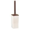MDesign Square Toilet Bowl Brush And Holder - Cream/Brown/Natural Wood