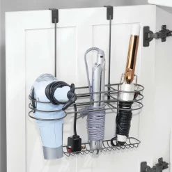 MDesign Metal Over Cabinet Door Hair Care Tool Holder, Heat Safe, Graphite Gray 5 MDesign Metal Over Cabinet Door Hair Care Tool Holder, Heat Safe, Graphite Gray -Camden Isle Sales Shop 6124774 ALT