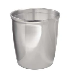 MDesign Small Round Metal Trash Can Wastebasket, Garbage Bin - Polished
