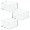 MDesign Makeup Organizer For Drawers, Vanity, Counters, 3 Pack, Clear/Soft Brass