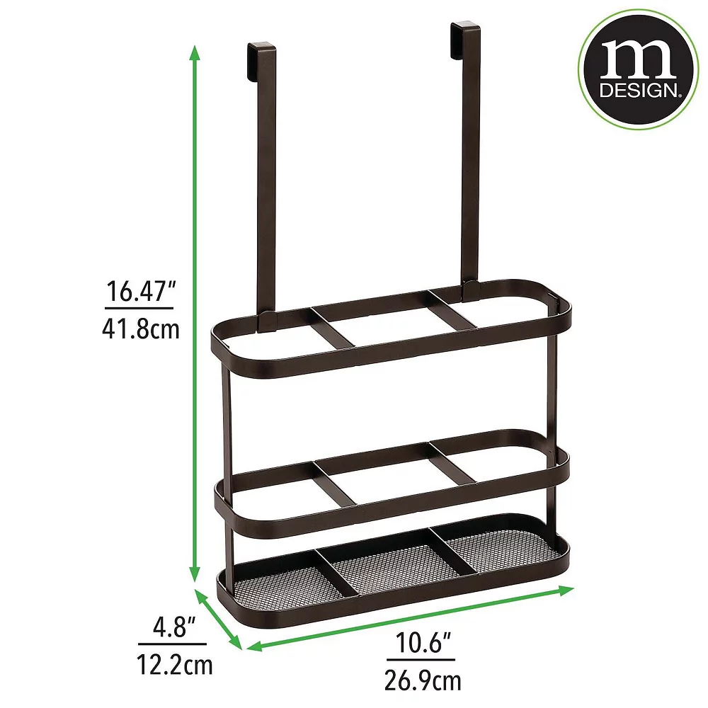 MDesign Steel Bath Over Cabinet Door Hair Tool Storage Organizer, Matte Black 4 MDesign Steel Bath Over Cabinet Door Hair Tool Storage Organizer, Matte Black - Image 2