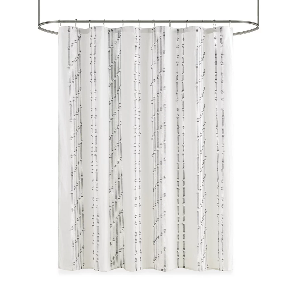 INK+IVY Kara Cotton Stripe Jacquard Shower Curtain 3 INK+IVY Kara Cotton Stripe Jacquard Shower Curtain