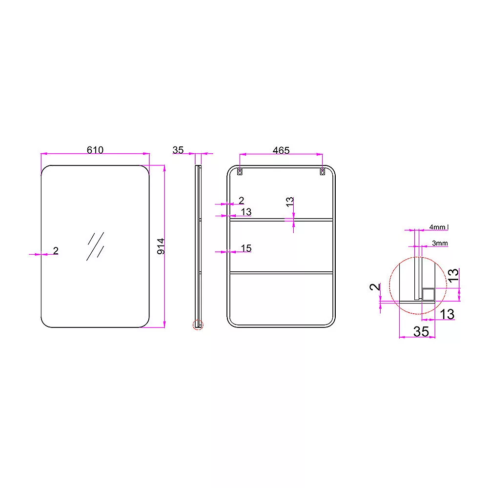 Cenports Camden Isle Metal Frame 24 In. X 36 In. Casual Rectangle Framed Classic Accent Wall Mirror 6 Cenports Camden Isle Metal Frame 24 In. X 36 In. Casual Rectangle Framed Classic Accent Wall Mirror - Image 4