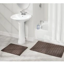 MDesign Bathroom 3 Piece Rug Set, Cotton, Water Absorbent Bath Mats -Camden Isle Sales Shop 6149603 ALT2