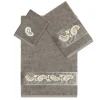 Linum Home Textiles Turkish Cotton Mackenzie 3-piece Embellished Towel Set -Camden Isle Sales Shop 6200075 Dark Gray