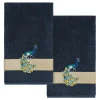 Linum Home Textiles Turkish Cotton Penelope 2-piece Embellished Bath Towel Set -Camden Isle Sales Shop 6200292 Navy