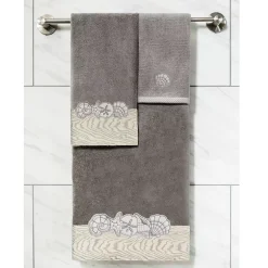 Linum Home Textiles Turkish Cotton Shell Row 2-piece Embellished Fingertip Towel Set -Camden Isle Sales Shop 6202484 ALT3