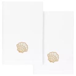 Linum Home Textiles Turkish Cotton Shell Row 2-piece Embellished Fingertip Towel Set