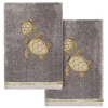 Linum Home Textiles Turkish Cotton Tortuga 2-piece Embellished Hand Towel -Camden Isle Sales Shop 6202990 Charcoal