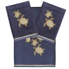 Linum Home Textiles Turkish Cotton Tortuga 3-piece Embellished Towel Set -Camden Isle Sales Shop 6203003 Marine