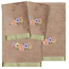 Linum Home Textiles Turkish Cotton Verano 4-piece Embellished Towel Set -Camden Isle Sales Shop 6203167 Cocoa