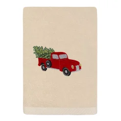 Linum Home Textiles Christmas Truck Embroidered Luxury Turkish Cotton Hand Towel