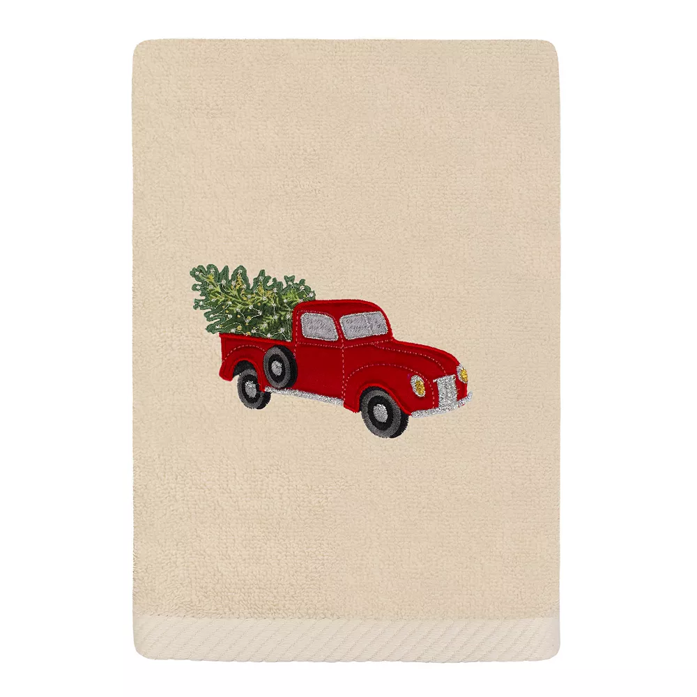 Linum Home Textiles Christmas Truck Embroidered Luxury Turkish Cotton Hand Towel 3 Linum Home Textiles Christmas Truck Embroidered Luxury Turkish Cotton Hand Towel