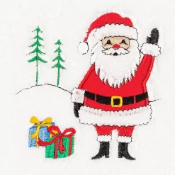 Linum Home Textiles Christmas Santa Waving Embroidered Luxury Turkish Cotton Hand Towel -Camden Isle Sales Shop 6203982 ALT