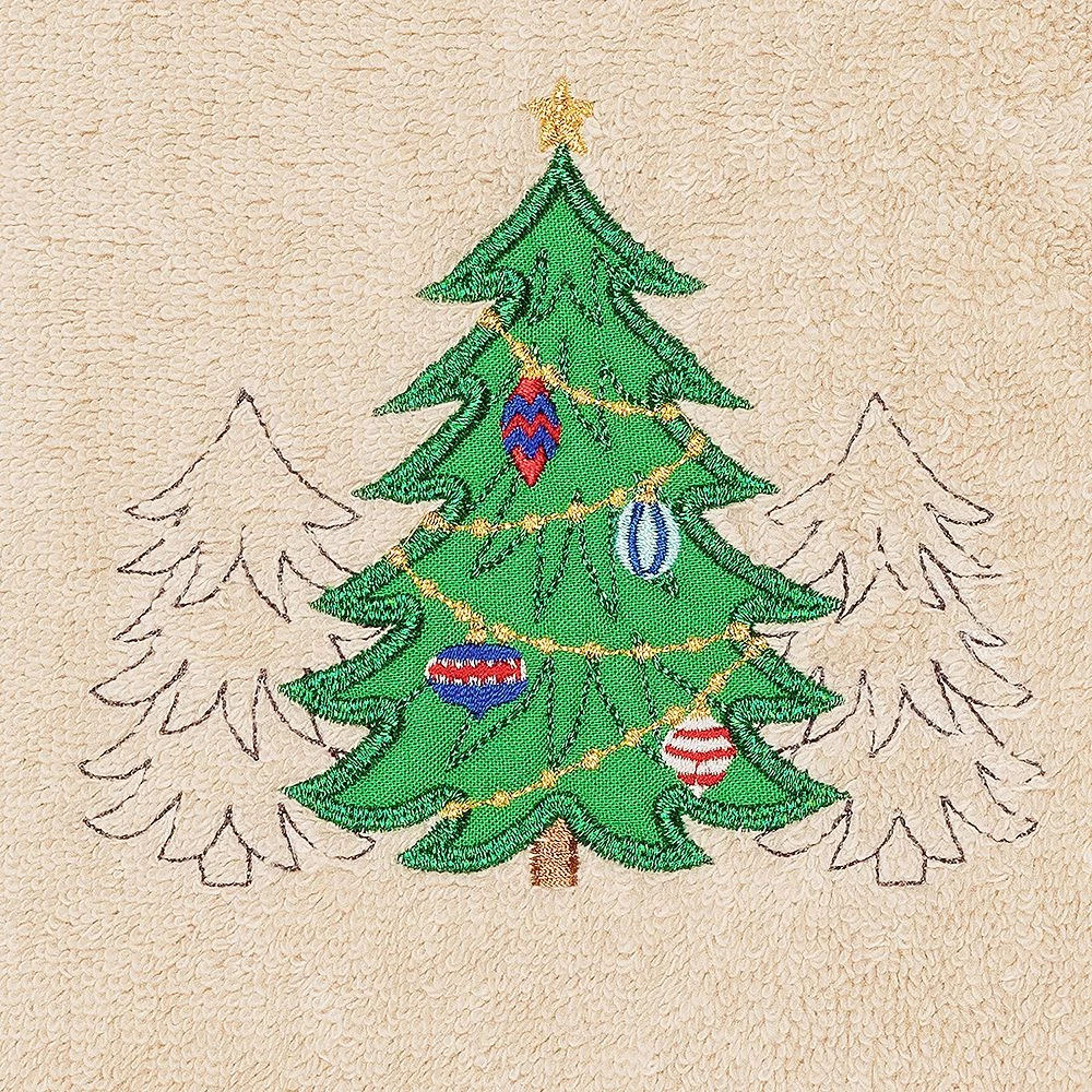 Linum Home Textiles Christmas Three Trees Embroidered Luxury Turkish Cotton Hand Towel 4 Linum Home Textiles Christmas Three Trees Embroidered Luxury Turkish Cotton Hand Towel - Image 2