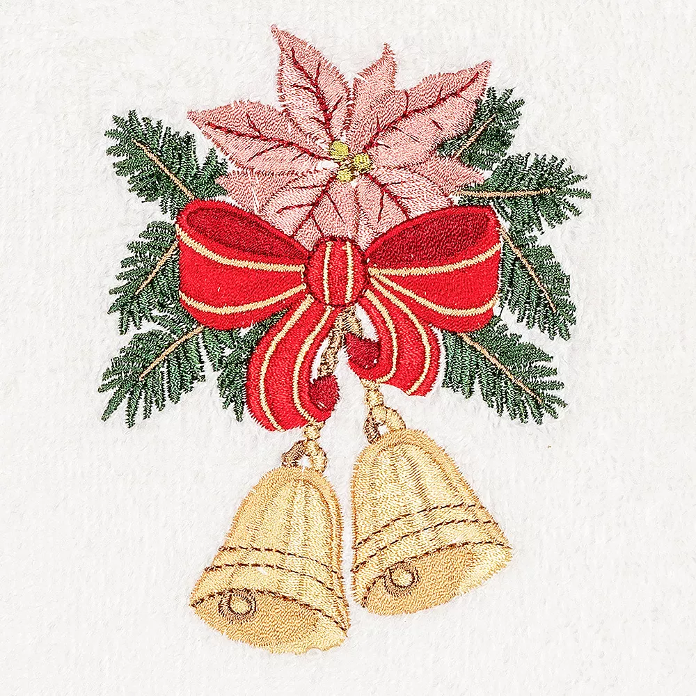 Linum Home Textiles Christmas Bells Embroidered Luxury Turkish Cotton Hand Towel 4 Linum Home Textiles Christmas Bells Embroidered Luxury Turkish Cotton Hand Towel - Image 2