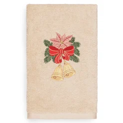 Linum Home Textiles Christmas Bells Embroidered Luxury Turkish Cotton Hand Towel