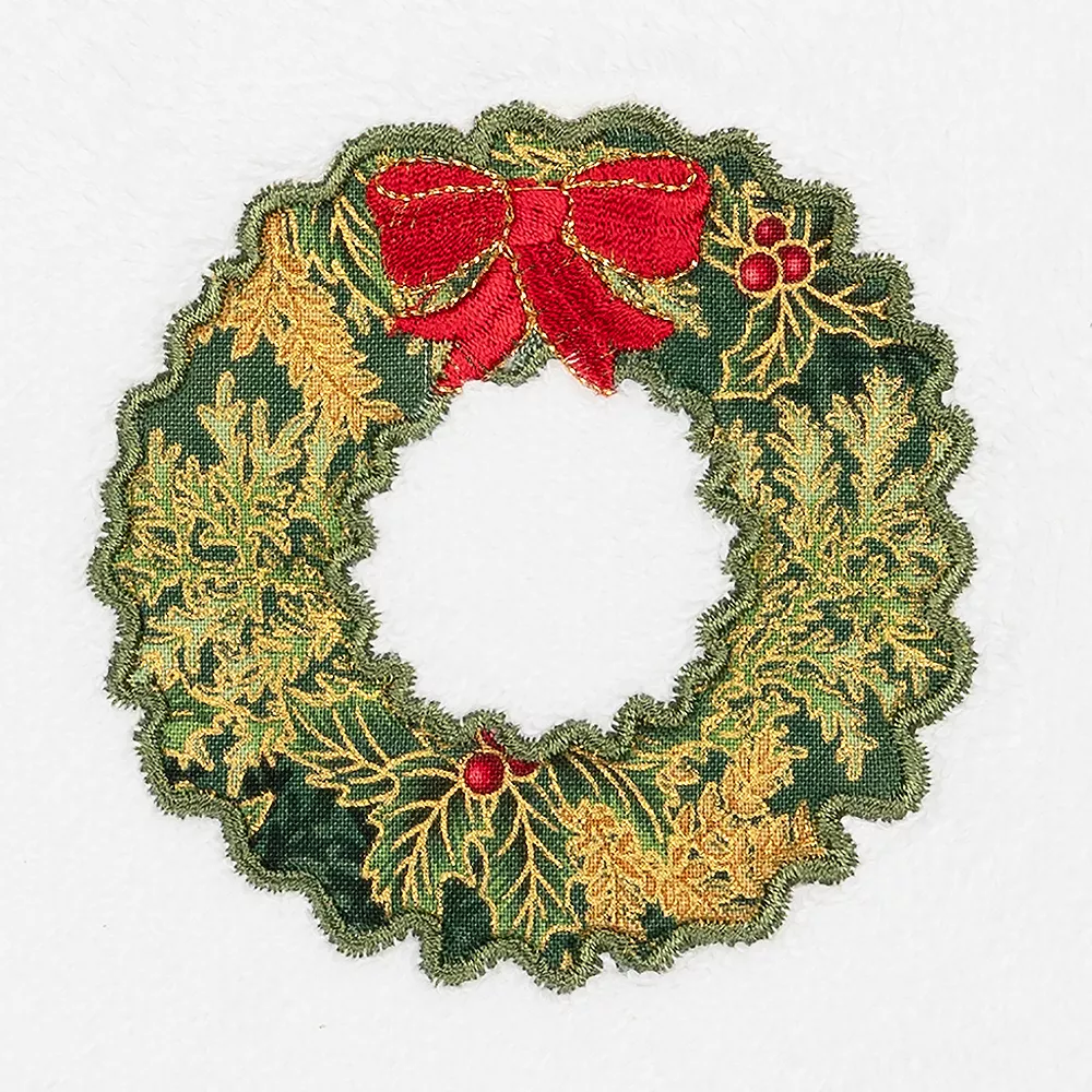 Linum Home Textiles Christmas Wreath Embroidered Luxury Turkish Cotton Hand Towel 4 Linum Home Textiles Christmas Wreath Embroidered Luxury Turkish Cotton Hand Towel - Image 2
