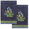 Linum Home Textiles Turkish Cotton Botanica 2-piece Embellished Hand Towel Set -Camden Isle Sales Shop 6206462 Marine